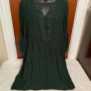 Knox Rose Deep Green Tunic with Crochet Accents